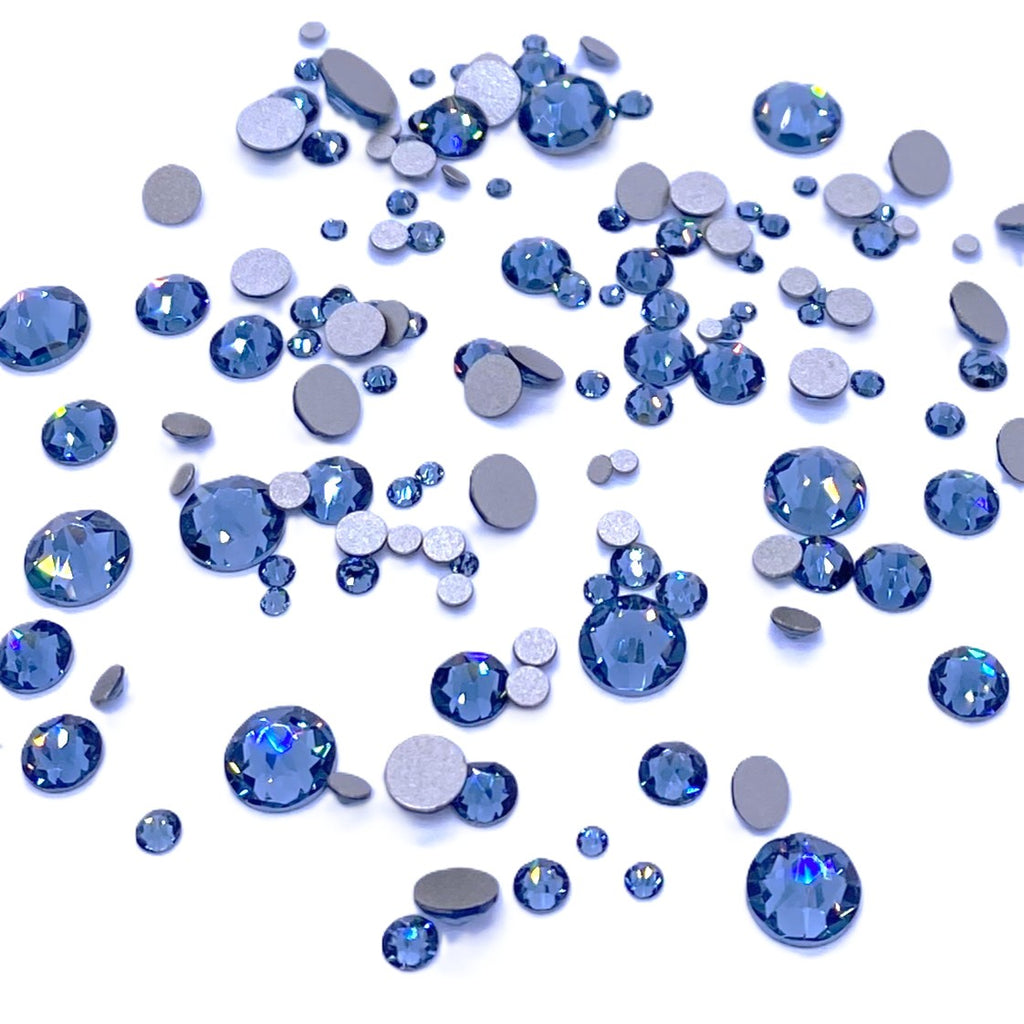 2058 & 2088 Swarovski Flatback No Hotfix Mix Sizes, Denim Blue (266)