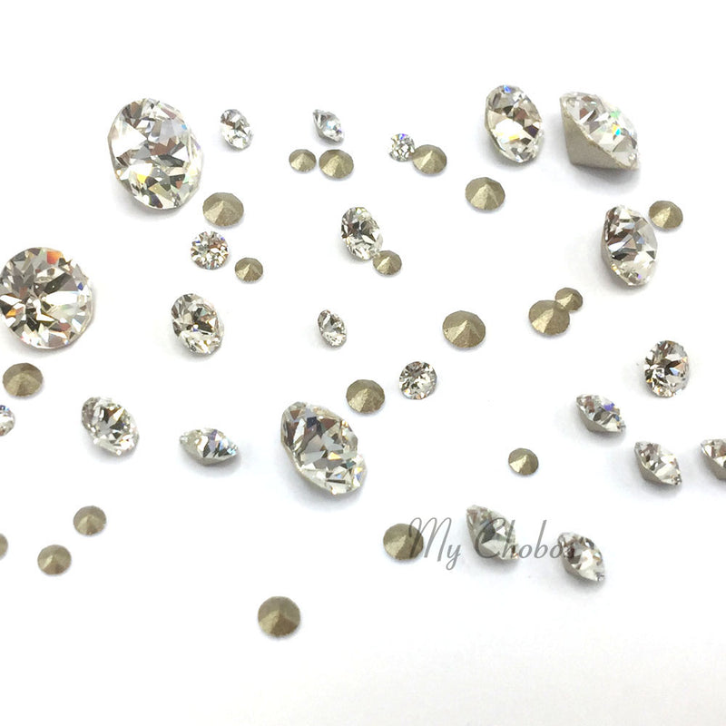 1088 Swarovski Pointed Back Chaton Round Stones Mix Sizes, Crystal (001)