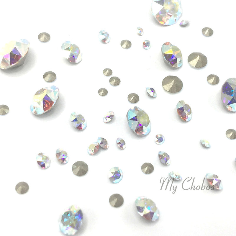 1088 Swarovski Pointed Back Chaton Round Stones Mix Sizes, Crystal AB (001 AB)