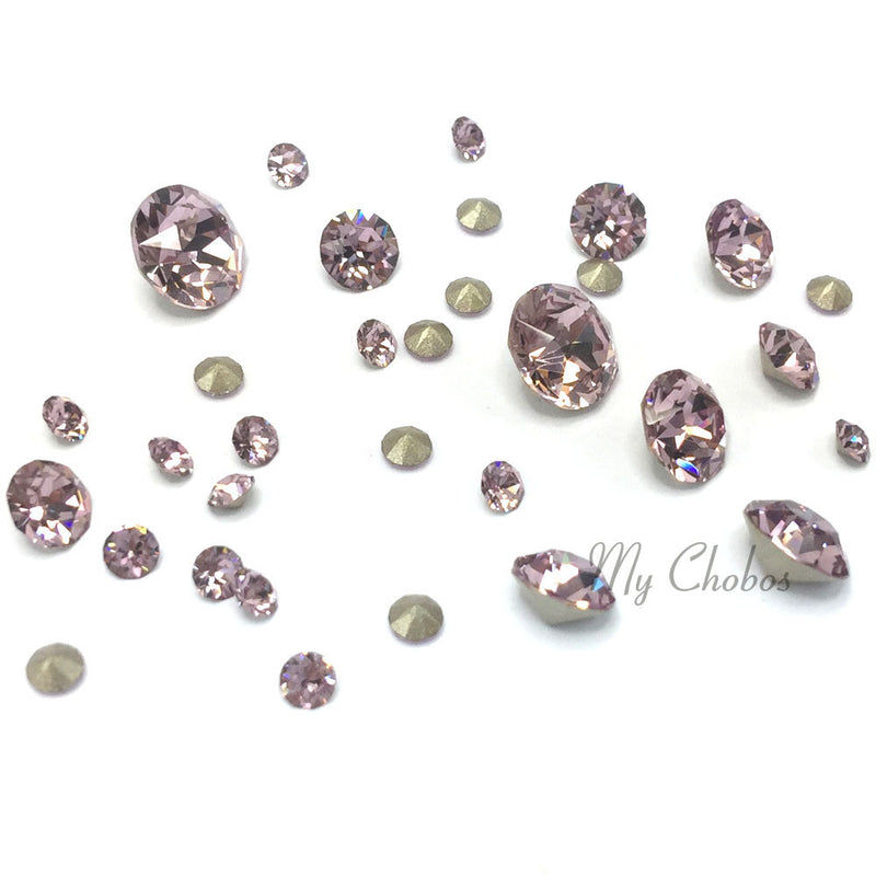 1088 Swarovski Pointed Back Chaton Round Stones Mix Sizes, Light Amethyst (212)
