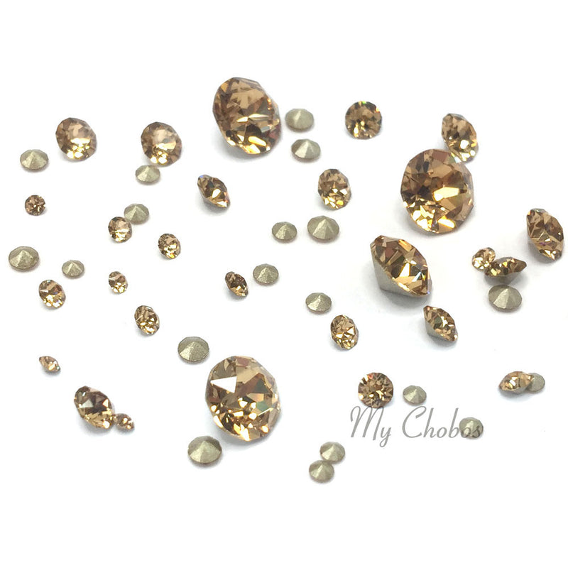 1088 Swarovski Pointed Back Chaton Round Stones Mix Sizes, Light Colorado Topaz (246)
