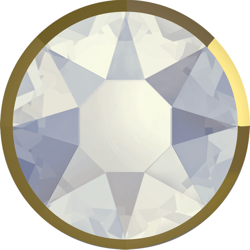 2088/I Swarovski Flatback No Hotfix Rimmed, White Opal/ Crystal Dorado (234 DORZ)