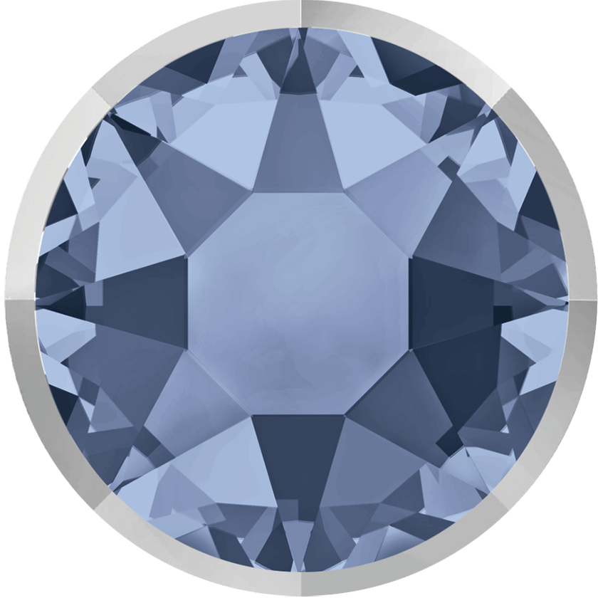2088/I Swarovski Flatback No Hotfix Rimmed, Denim Blue/ Crystal Light Chrome (266 LTCHZ)