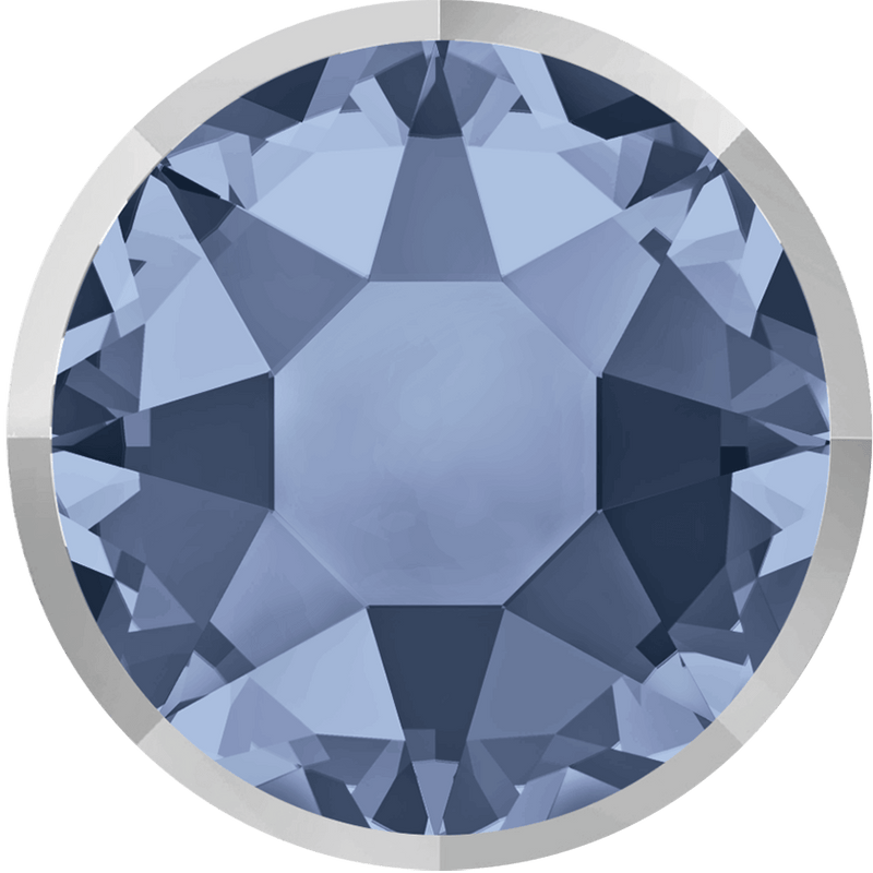2088/I Swarovski Flatback No Hotfix Rimmed, Denim Blue/ Crystal Light Chrome (266 LTCHZ)