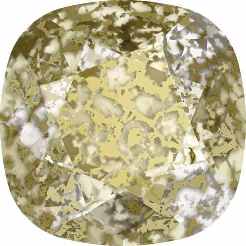 4470 Swarovski Cushion Fancy Stones, Crystal Gold Patina (001 GOLPA)