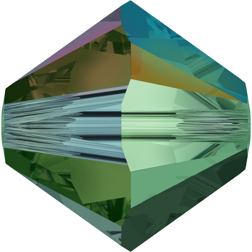 5328 Swarovski Bicone Beads, Emerald AB 2x (205 AB2)