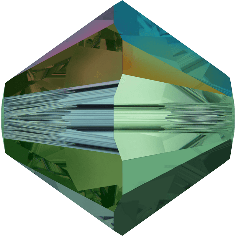 5328 Swarovski Bicone Beads, Emerald AB 2x (205 AB2)