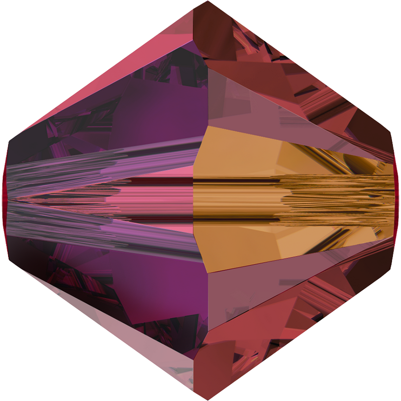 5328 Swarovski Bicone Beads, Siam AB 2x (208 AB2)