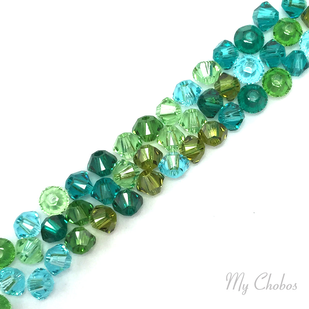 5328 Swarovski Bicone Beads, Green & Teal Mix Colors