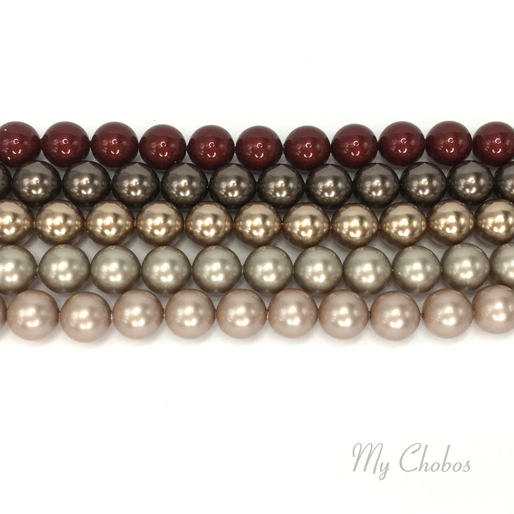 5810 Swarovski Round Pearls, Bronze Brown Mix Colors