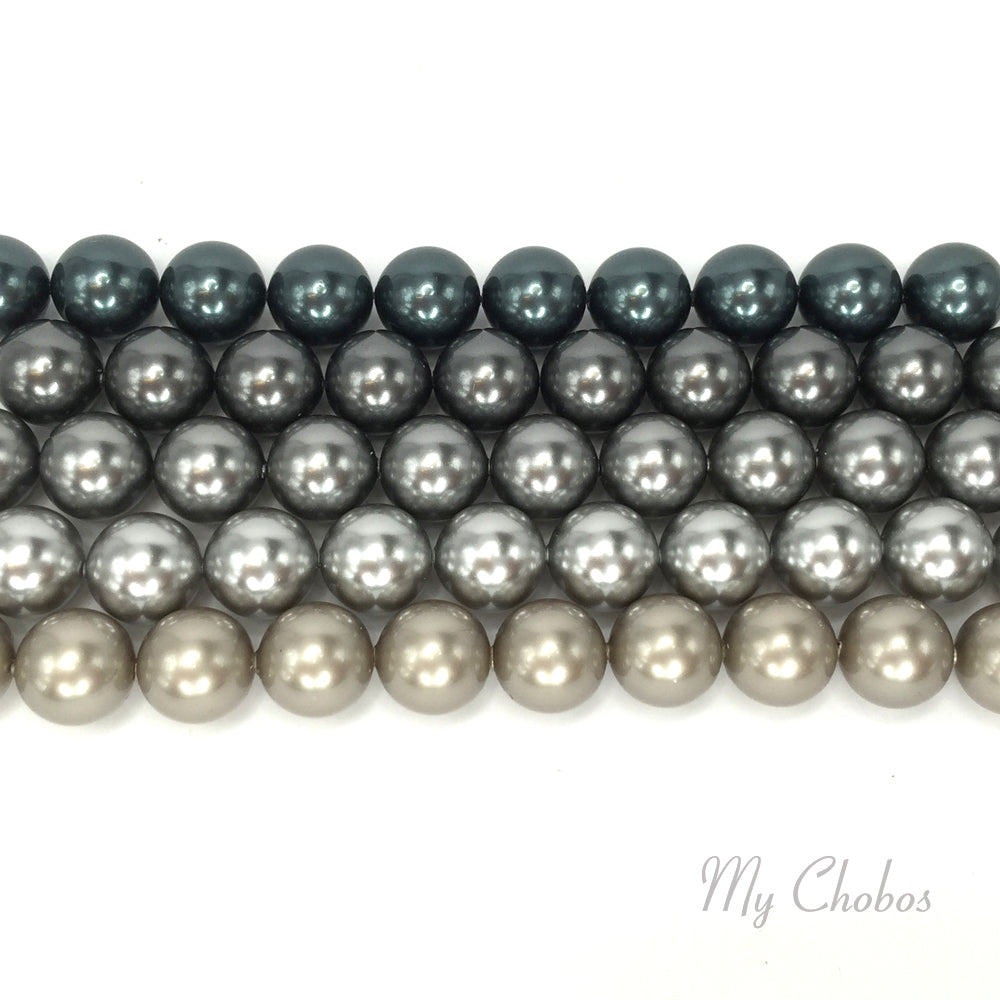 5810 Swarovski Round Pearls, Grey Mix Colors