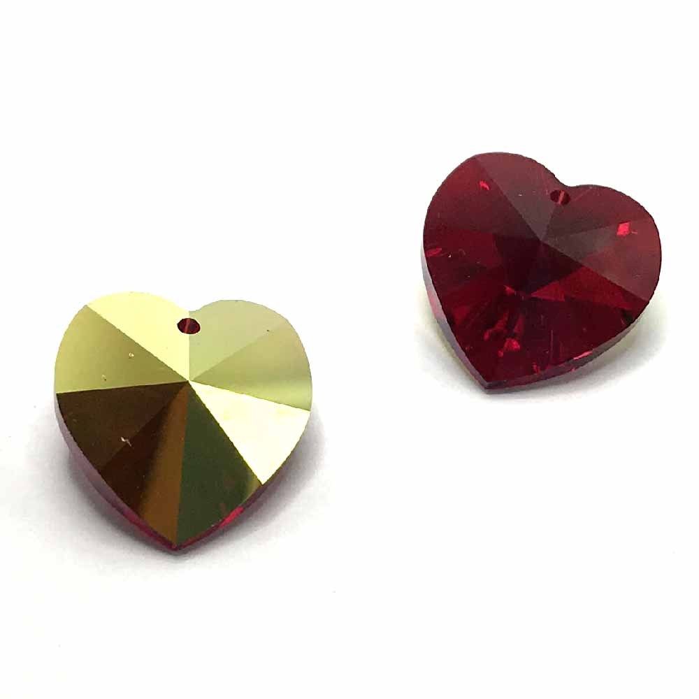 6202 Swarovski Heart Pendants 18 x 17.5mm, Siam AB (208 AB)