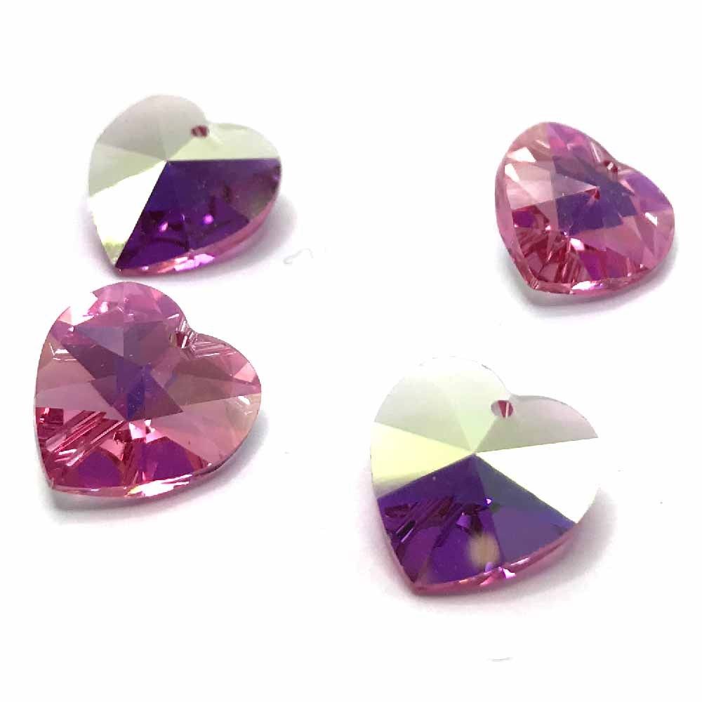 6202 Swarovski Heart Pendants 14.4 x 14mm, Rose AB (209 AB)