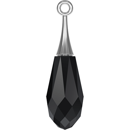 6532 Swarovski Pure Drop (Half Hole) Pendants with Rhodium Plating Brass Trumpet Cap