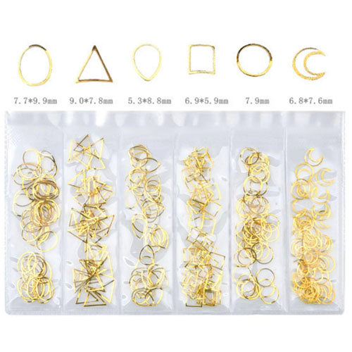 Geometric & Moon Metal Nail Art Decor