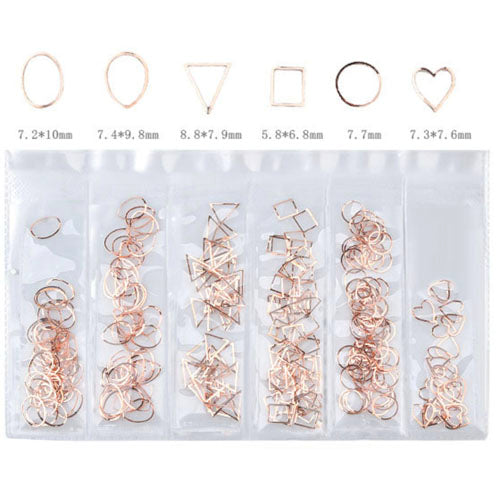 Geometric & Heart Metal Nail Art Decor