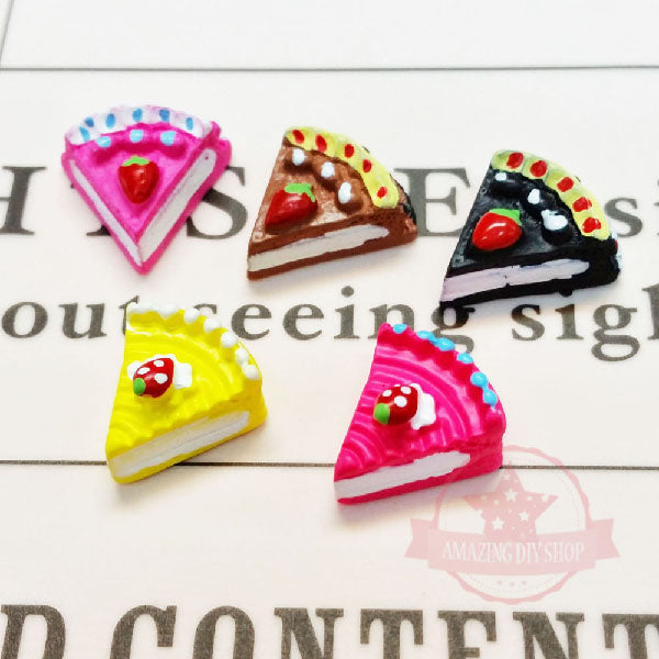 Assorted Mix Resin Flatback Cabochon, Cake Slice