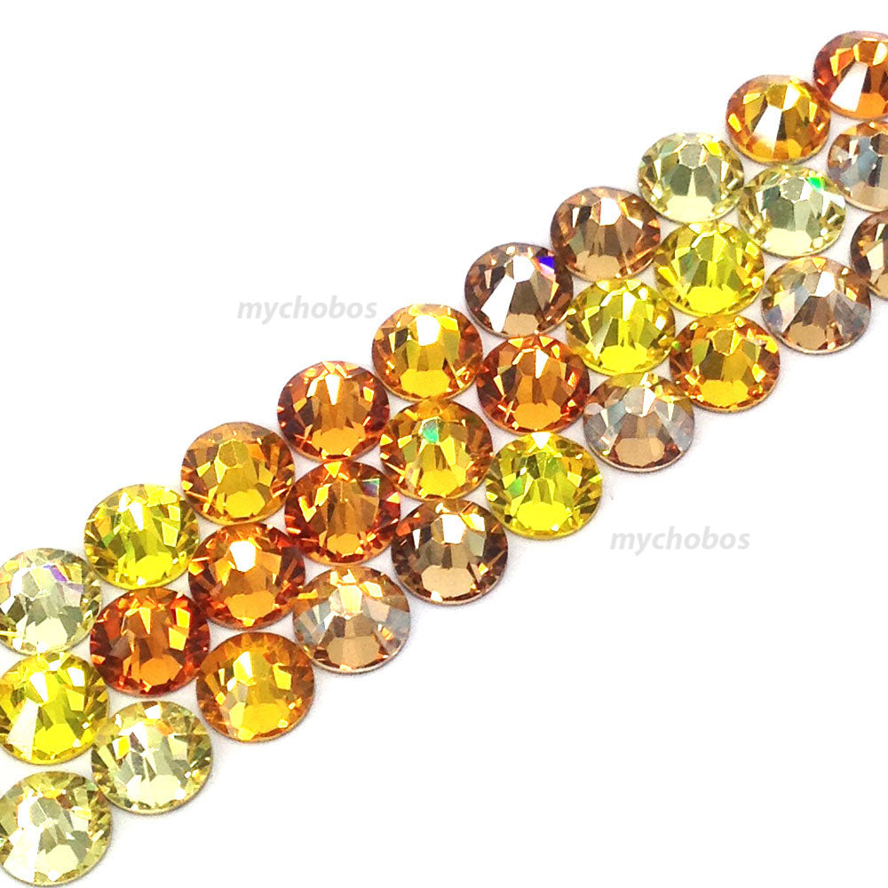 2058 & 2088 Swarovski Flatback No Hotfix, Gold & Yellow Mix Colors