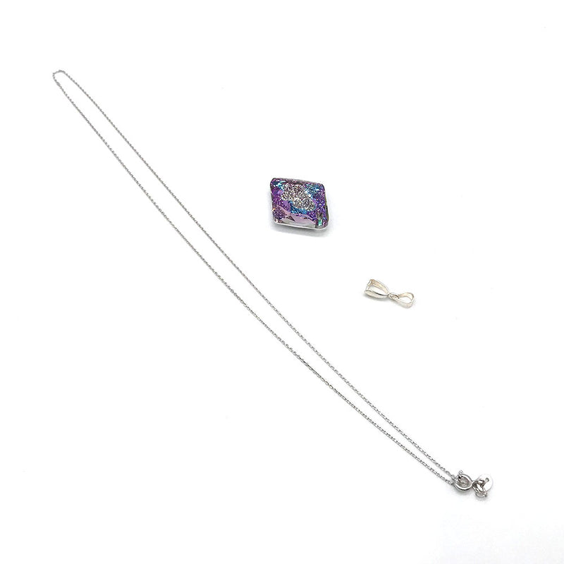DIY Necklace with Swarovski Crystal Pendants, Growing Crystal Rhombus