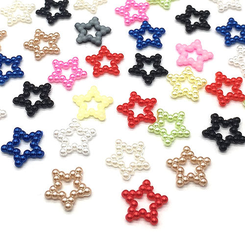 Assorted Stars (12mm) Pearlized Flatback, Mix Colors