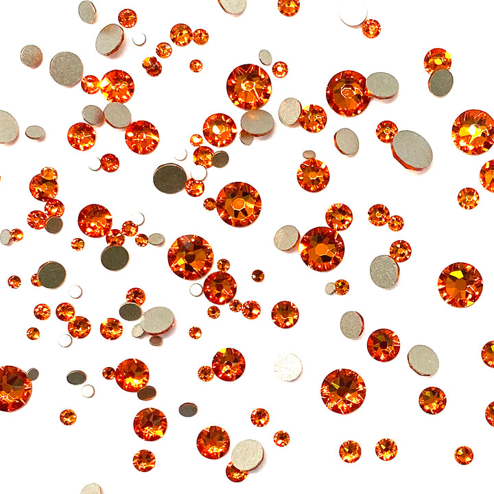 2058 &amp; 2088 Swarovski Flatback No Hotfix Mix Sizes, Dark Orange (1202)