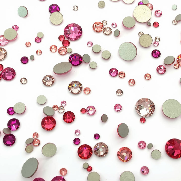 2058 &amp; 2088 Swarovski Flatback No Hotfix Mix Sizes, Pink Mix