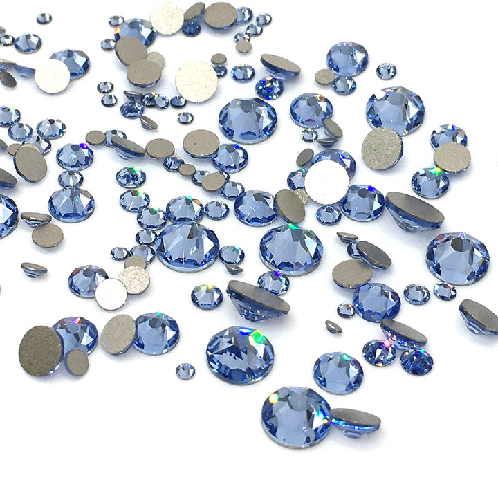 2058 &amp; 2088 Swarovski Flatback No Hotfix Mix Sizes, Light Sapphire (211)