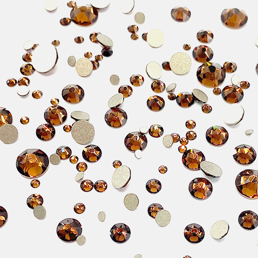2058 &amp; 2088 Swarovski Flatback No Hotfix Mix Sizes, ReCreated Light Smoked Topaz (1402)