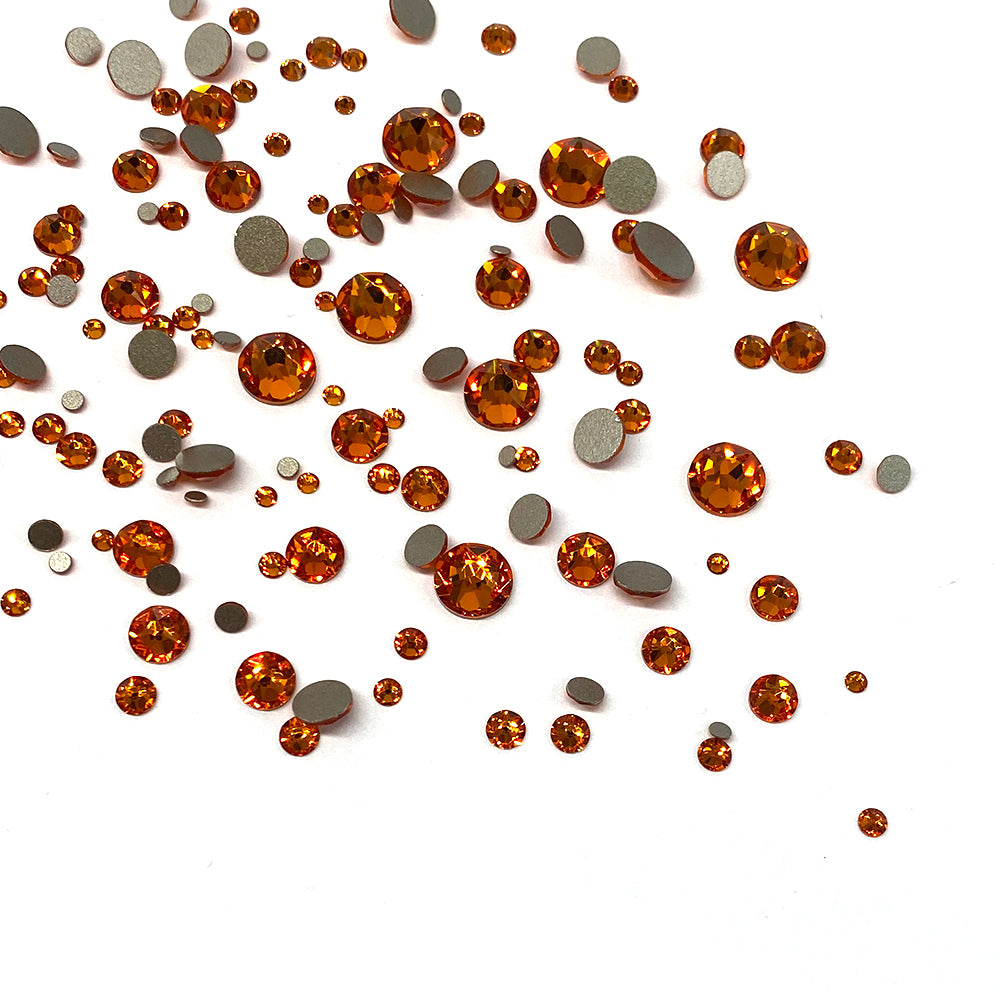 2058 &amp; 2088 Swarovski Flatback No Hotfix Mix Sizes, Dark Orange (1202)