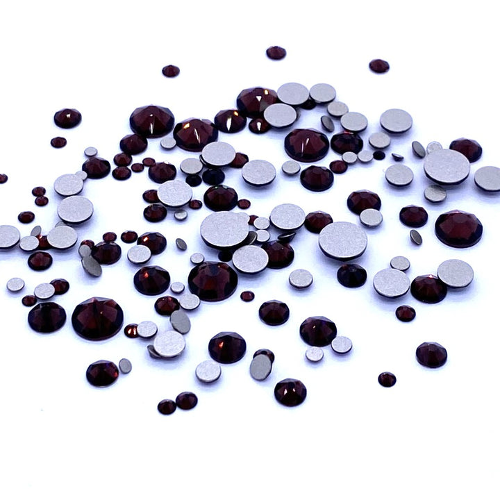 2058 &amp; 2088 Swarovski Flatback No Hotfix Mix Sizes, Burgundy (515)