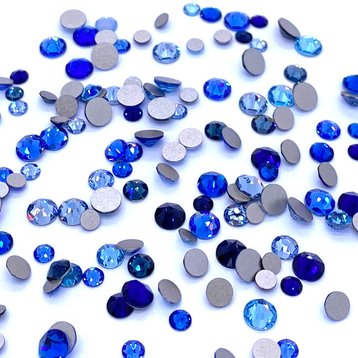 2058 &amp; 2088 Swarovski Flatback No Hotfix Mix Sizes, Blue Mix
