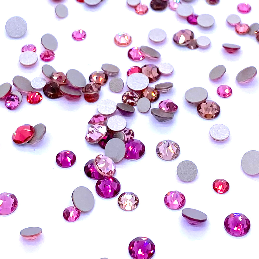 2058 &amp; 2088 Swarovski Flatback No Hotfix Mix Sizes, Pink Mix