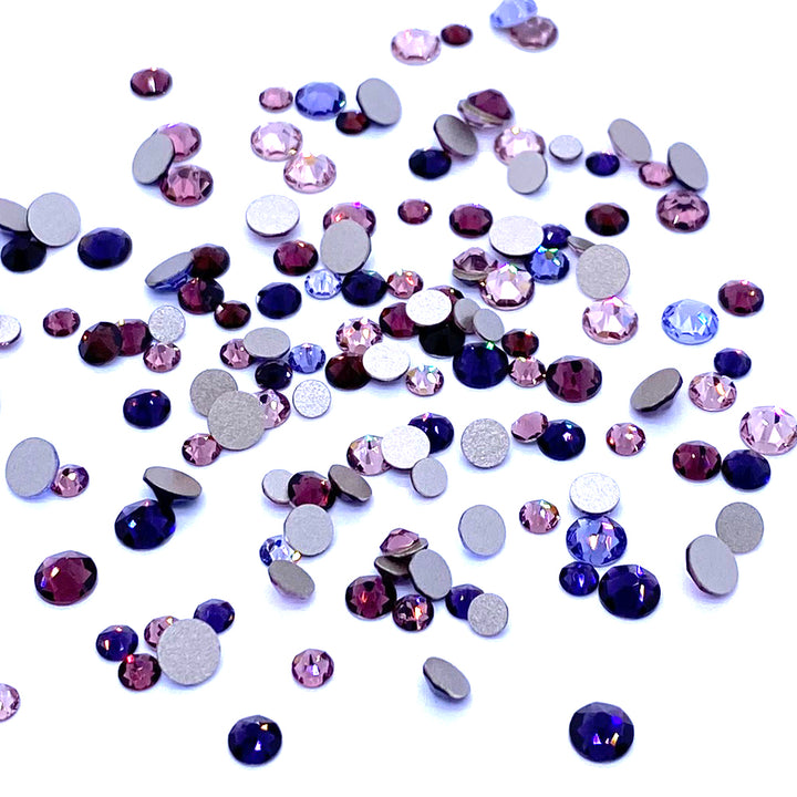 2058 &amp; 2088 Swarovski Flatback No Hotfix Mix Sizes, Purple Mix