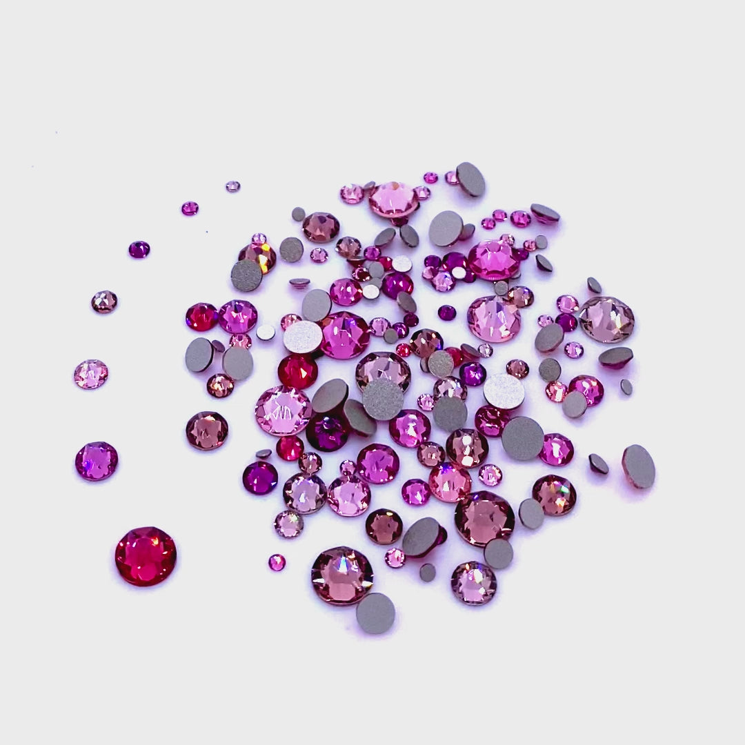 2058 &amp; 2088 Swarovski Flatback No Hotfix Mix Sizes, Pink Mix