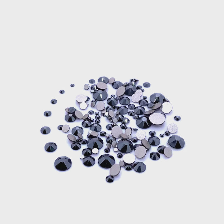 2058 &amp; 2088 Swarovski Flatback No Hotfix Mix Sizes, Jet Hematite (280 HEM)