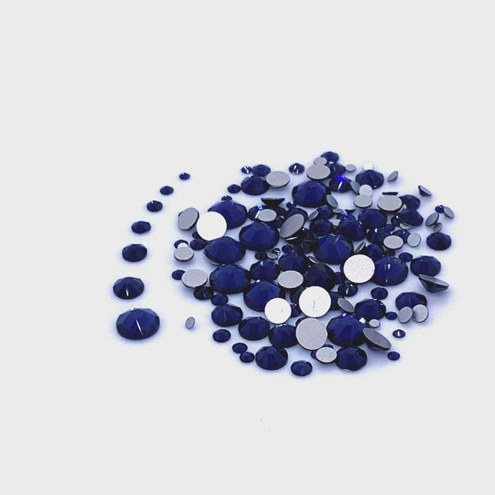 2058 &amp; 2088 Swarovski Flatback No Hotfix Mix Sizes, Dark Indigo (288)