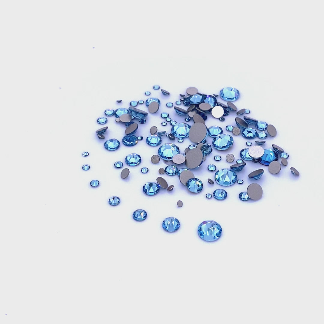 2058 &amp; 2088 Swarovski Flatback No Hotfix Mix Sizes, Aquamarine (202)