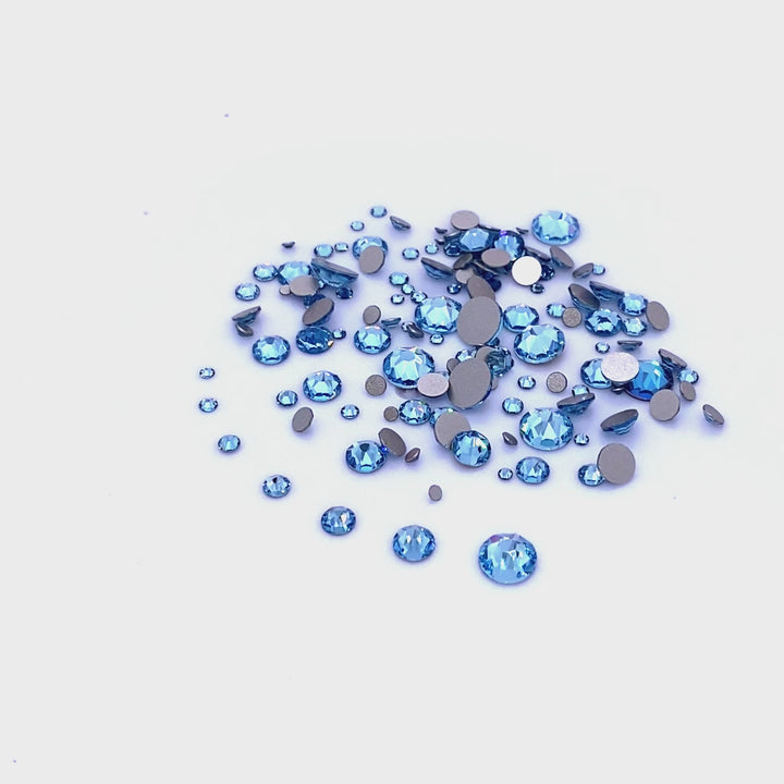 2058 &amp; 2088 Swarovski Flatback No Hotfix Mix Sizes, Aquamarine (202)