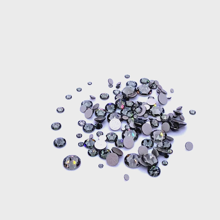 2058 &amp; 2088 Swarovski Flatback No Hotfix Mix Sizes, Black Diamond (215)