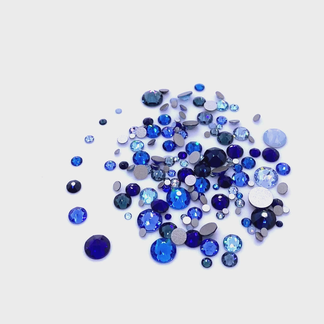 2058 &amp; 2088 Swarovski Flatback No Hotfix Mix Sizes, Blue Mix