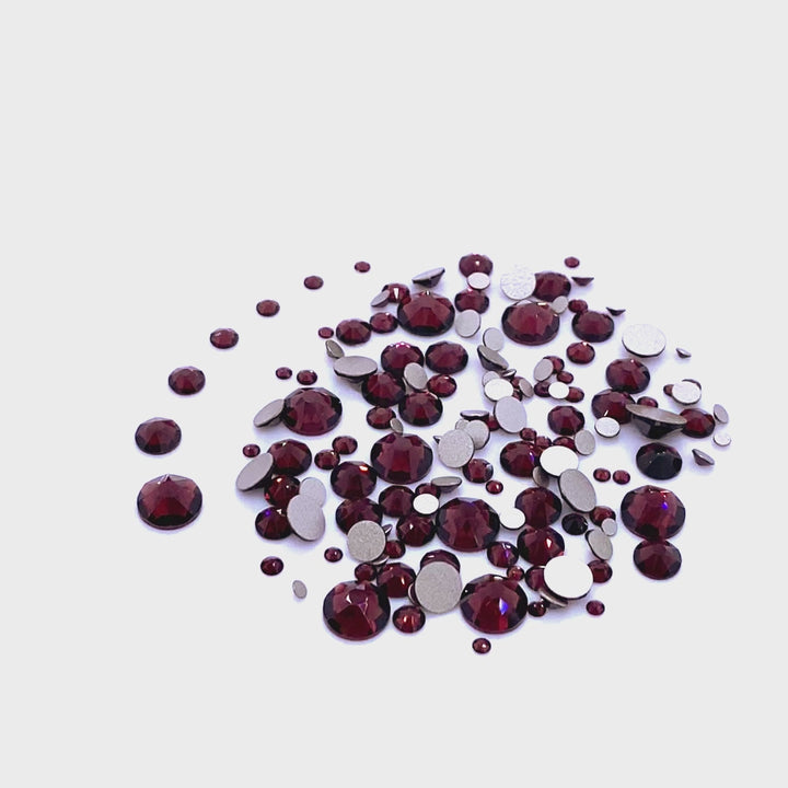 2058 &amp; 2088 Swarovski Flatback No Hotfix Mix Sizes, Burgundy (515)