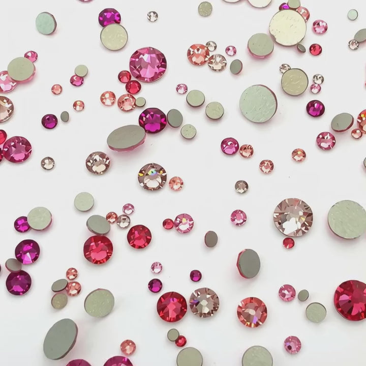 2058 &amp; 2088 Swarovski Flatback No Hotfix Mix Sizes, Pink Mix
