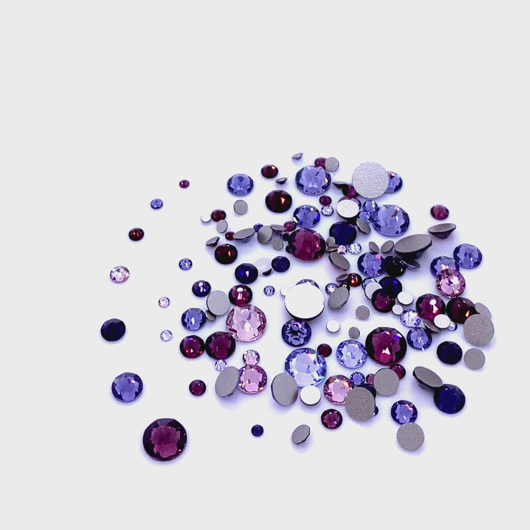 2058 &amp; 2088 Swarovski Flatback No Hotfix Mix Sizes, Purple Mix