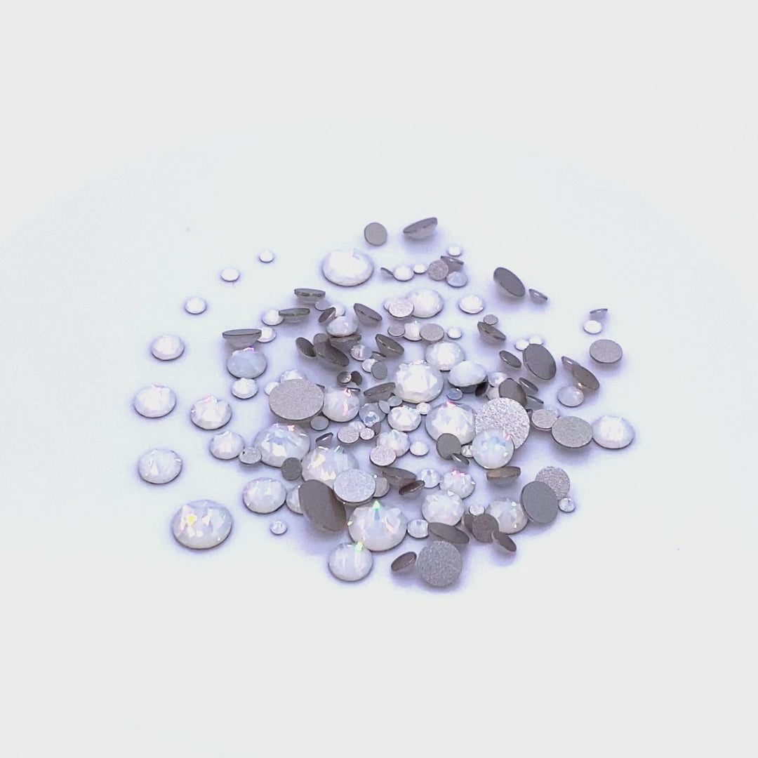 2058 &amp; 2088 Swarovski Flatback No Hotfix Mix Sizes, White Opal (234)