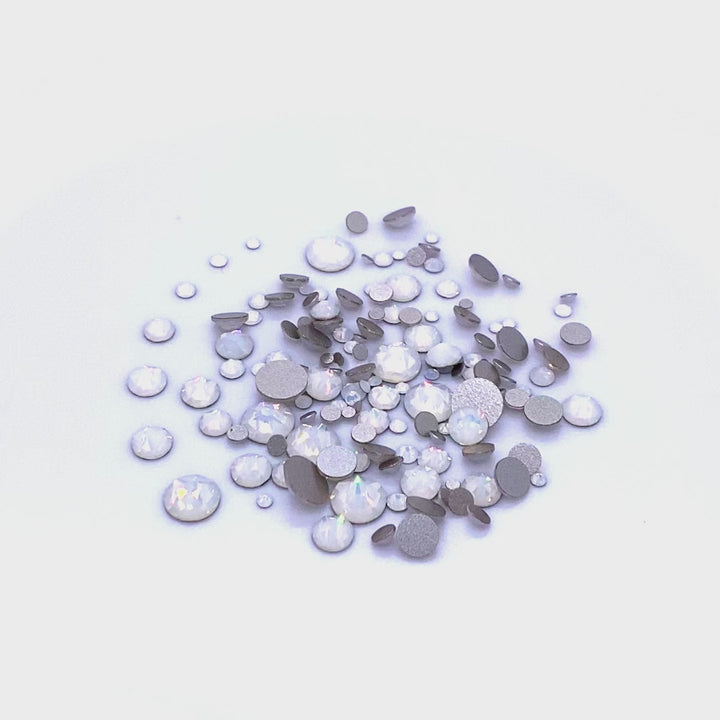 2058 &amp; 2088 Swarovski Flatback No Hotfix Mix Sizes, White Opal (234)