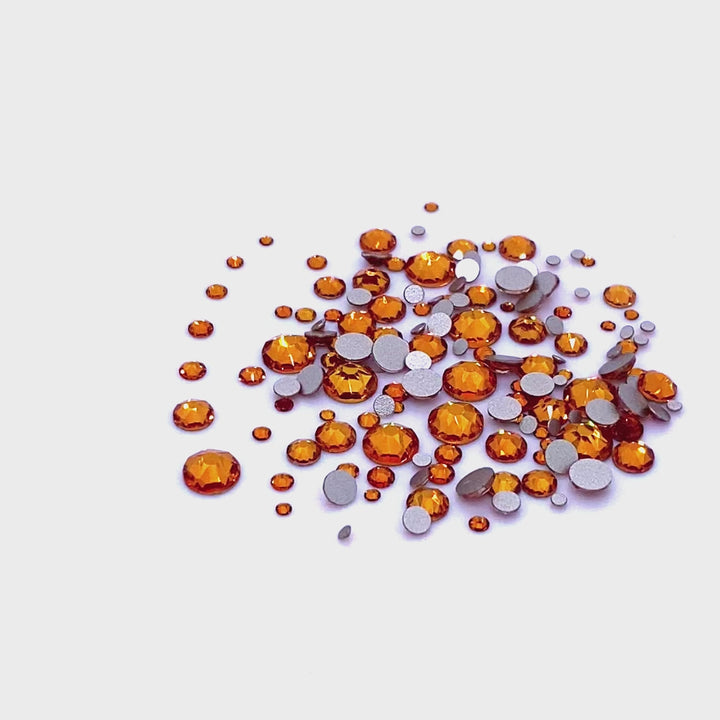 2058 &amp; 2088 Swarovski Flatback No Hotfix Mix Sizes, Dark Orange (1202)