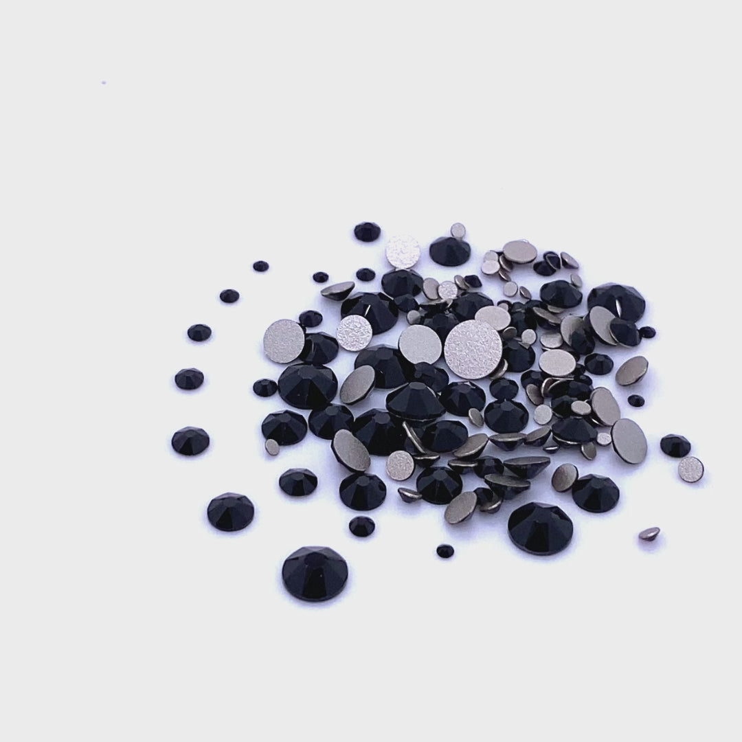 2058 &amp; 2088 Swarovski Flatback No Hotfix Mix Sizes, Jet (280)