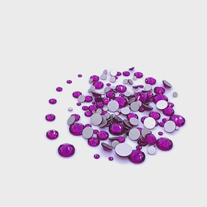 2058 &amp; 2088 Swarovski Flatback No Hotfix Mix Sizes, Fuchsia (502)