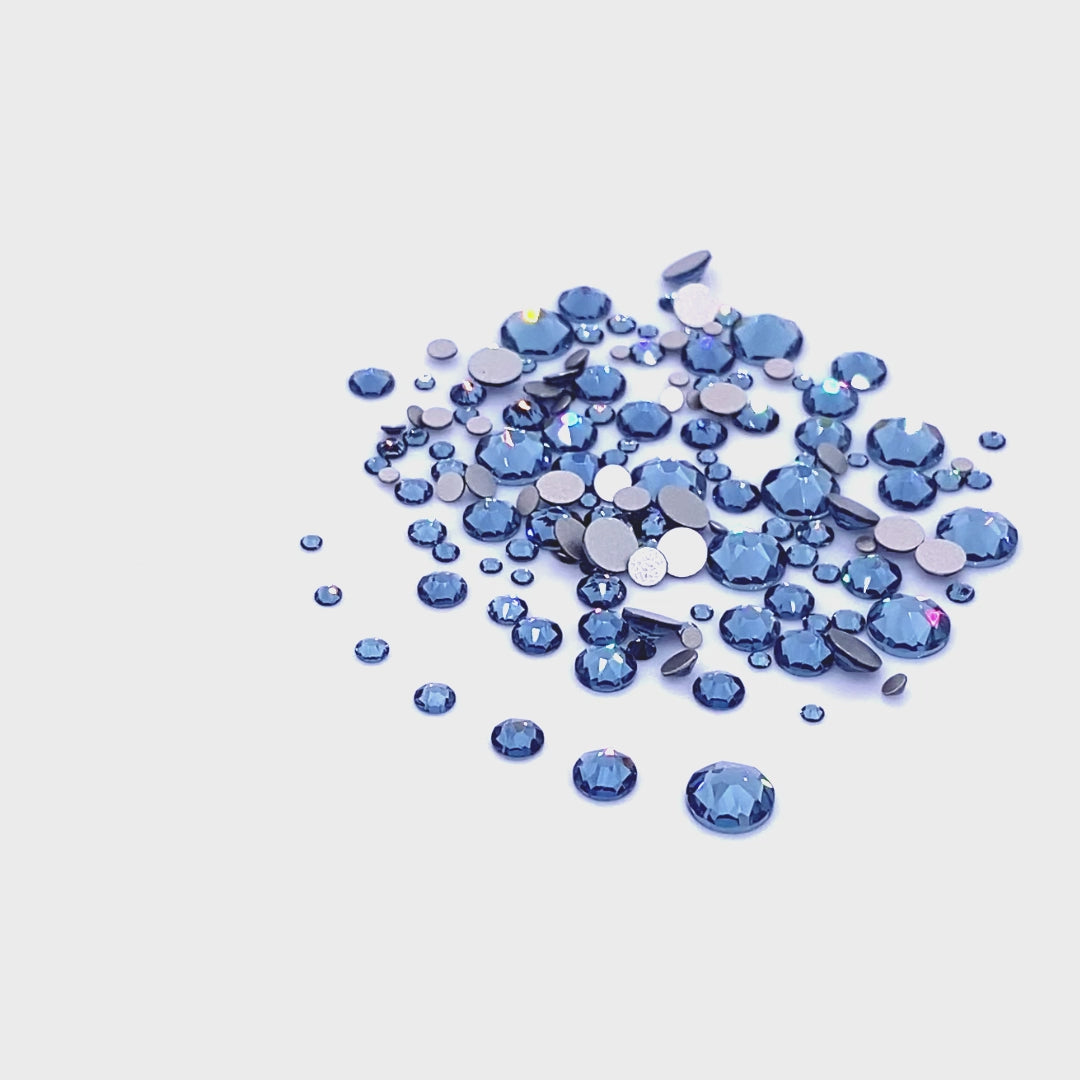 2058 &amp; 2088 Swarovski Flatback No Hotfix Mix Sizes, Denim Blue (266)