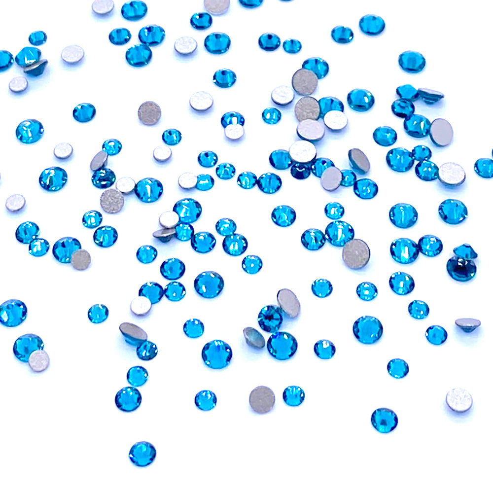 2058 &amp; 2088 Swarovski Flatback No Hotfix Mix Sizes, Blue Zircon (229)